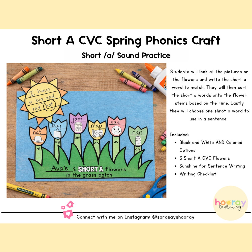 Short A Spring Phonics Craft