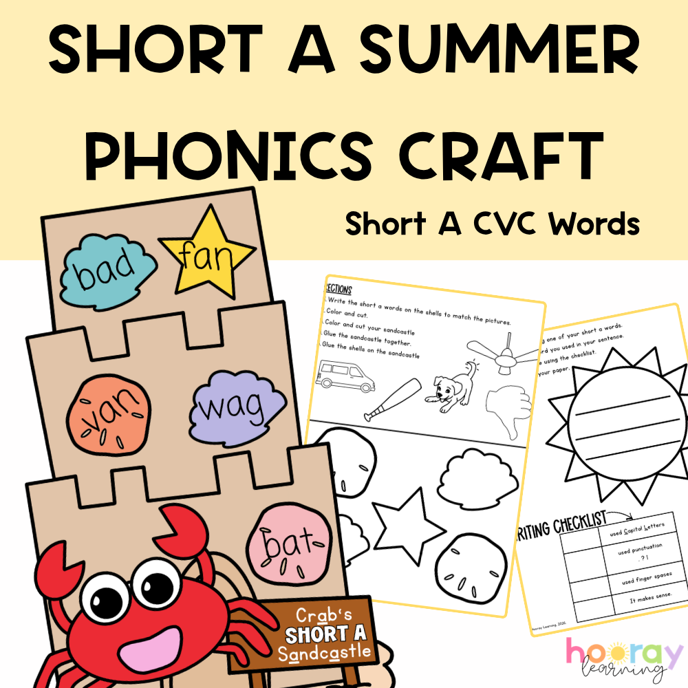 Short A Summer Phonics Craft