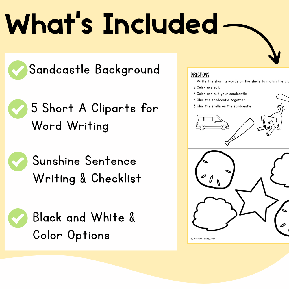 Short A Summer Phonics Craft