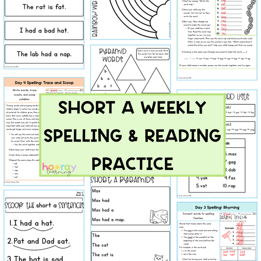 Short A Weekly Spelling & Reading Practice